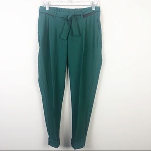 ASOS | Green Belted Pants Tapered Leg Size 2